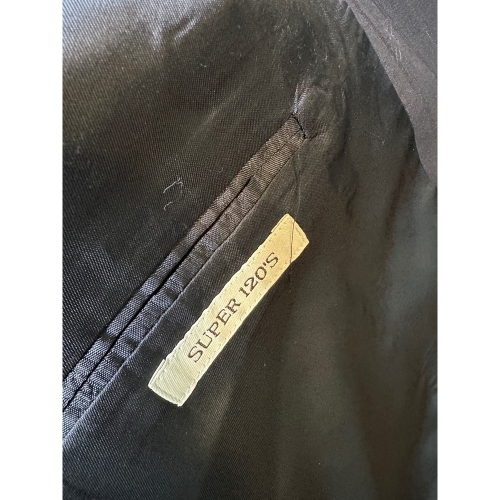 Pronto Uomo Mens Pinstripe Suit 44 Tall 39W Navy Blue Worsted Wool 2pc Canada - Picture 14 of 15